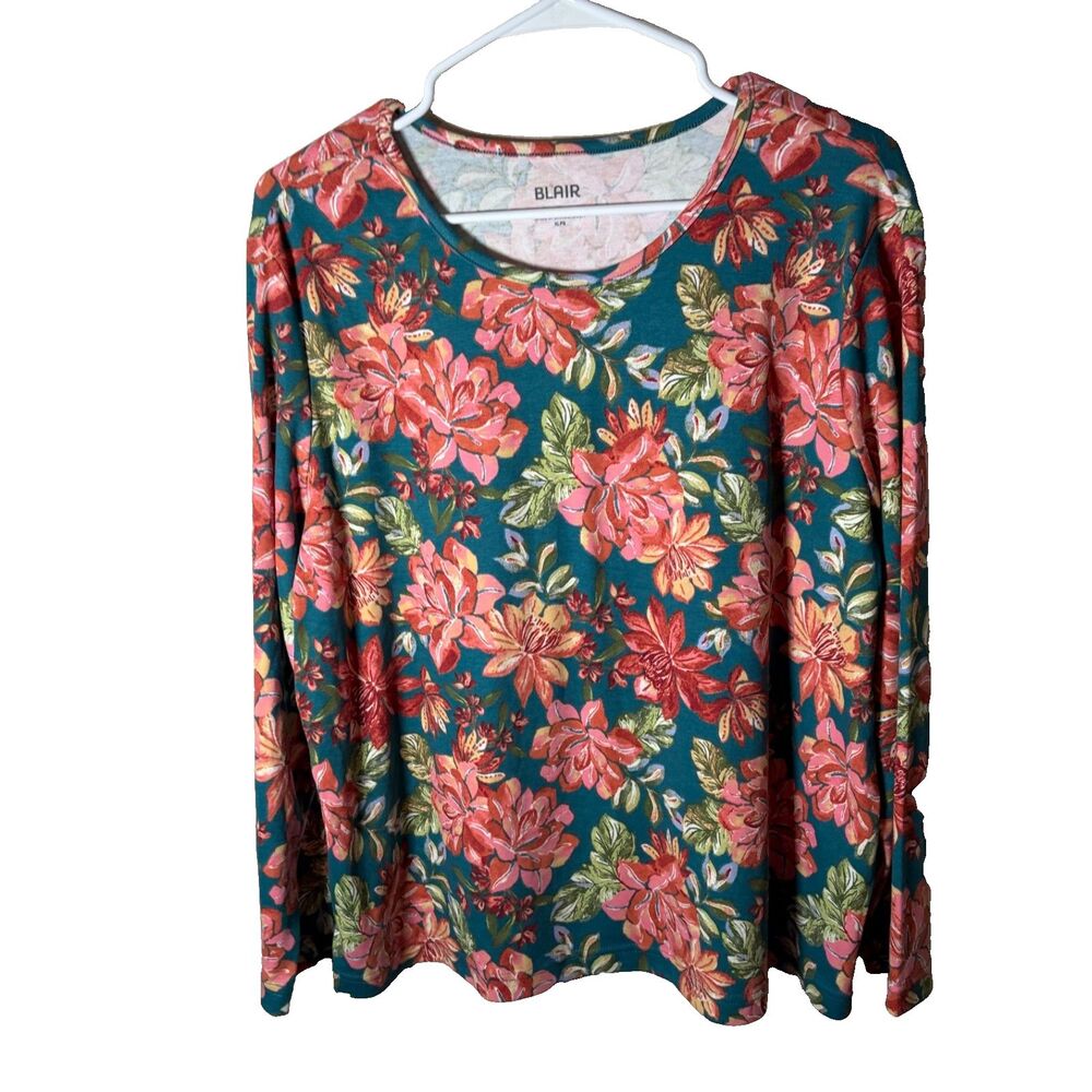 Blair T-Shirt Women's Petite XL Round Neck Long Sleeve Floral Boho Shirt Top